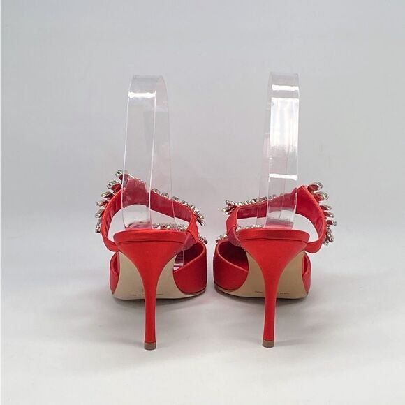 Manolo Blahnik Lurum 90MM Embellished Satin Mules size 36 - Picture 9 of 14